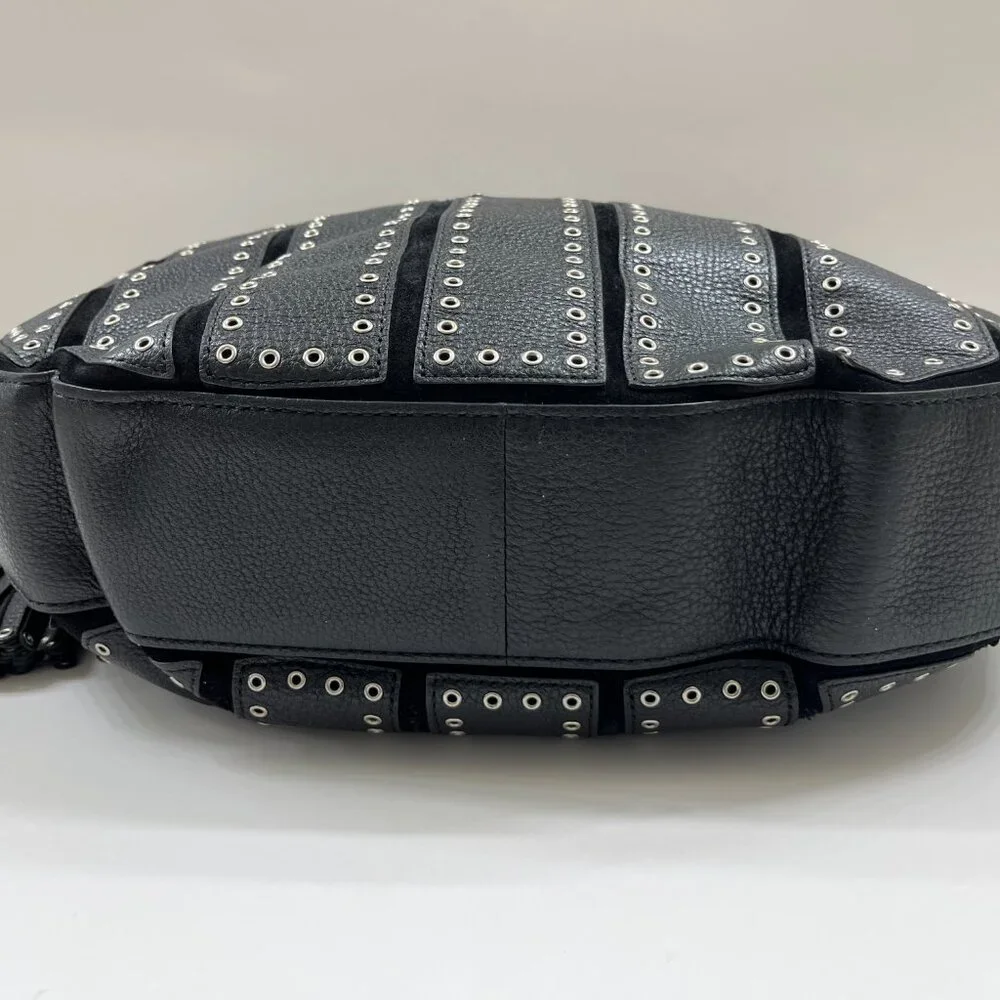 Michael Kors - Brooklyn Grommet Handbag Black Leather/ Silver Accents - NWT